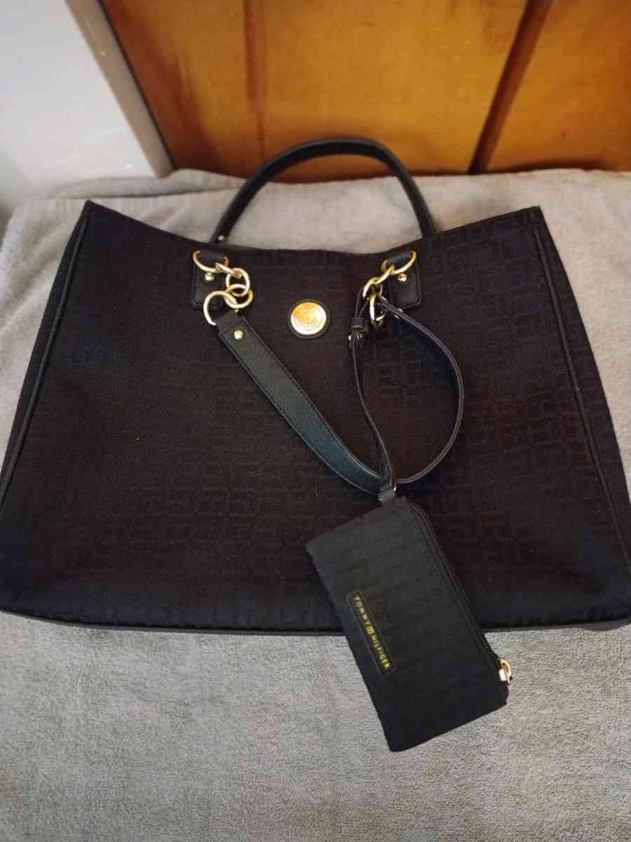 TOMMY HILFIGER Signature Black Canvas Faux Leather Shoulder - Abington, Pennsylvania