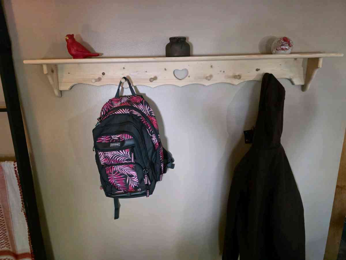 Rustic Wall Shelf with Peg Hooks - Columbus, Ohio - FleaMarketBay