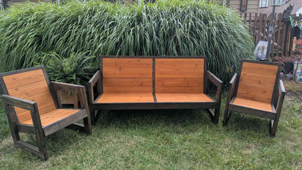 Rustic 3 Piece Patio Furniture  Handmade  Built to Last