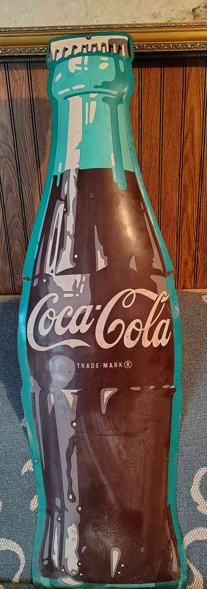 vintage Coca Cola bottle shaped die cut sign - Haleyville, Alabama - FleaMarketBay