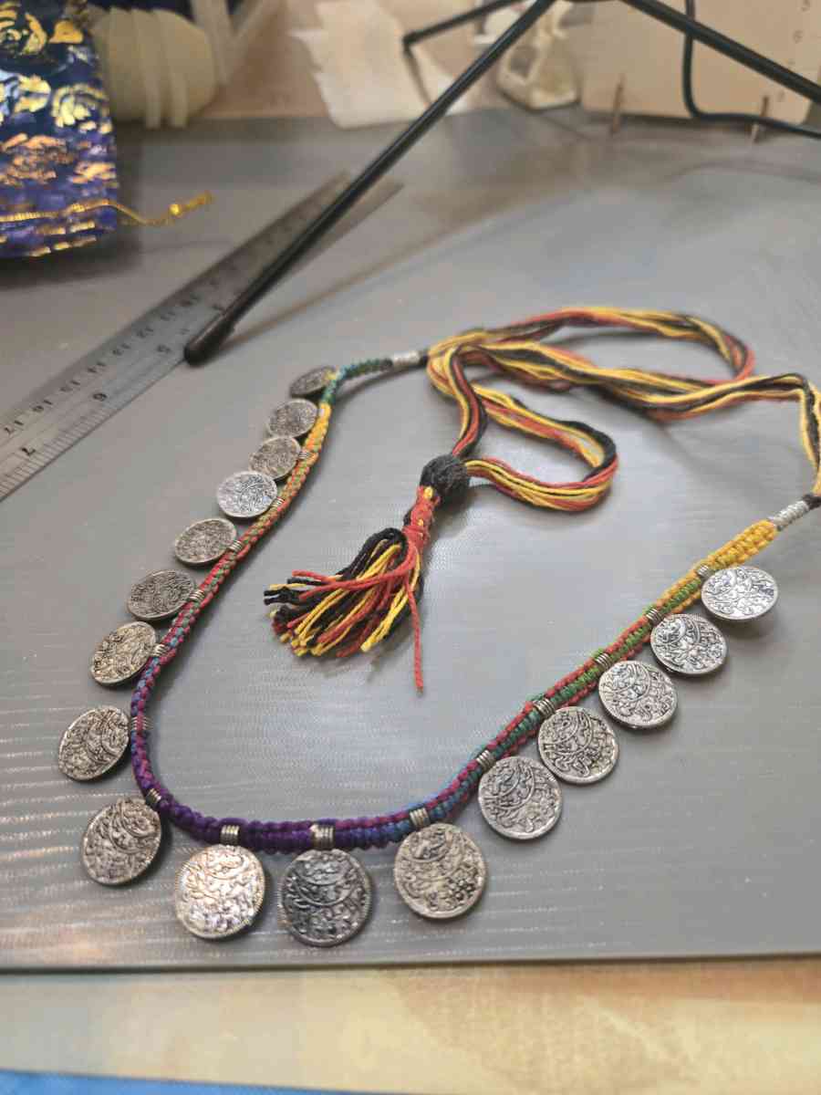 Multicoloured silver coin necklace with tassel festivalvibes - Sterling, Virginia - FleaMarketBay