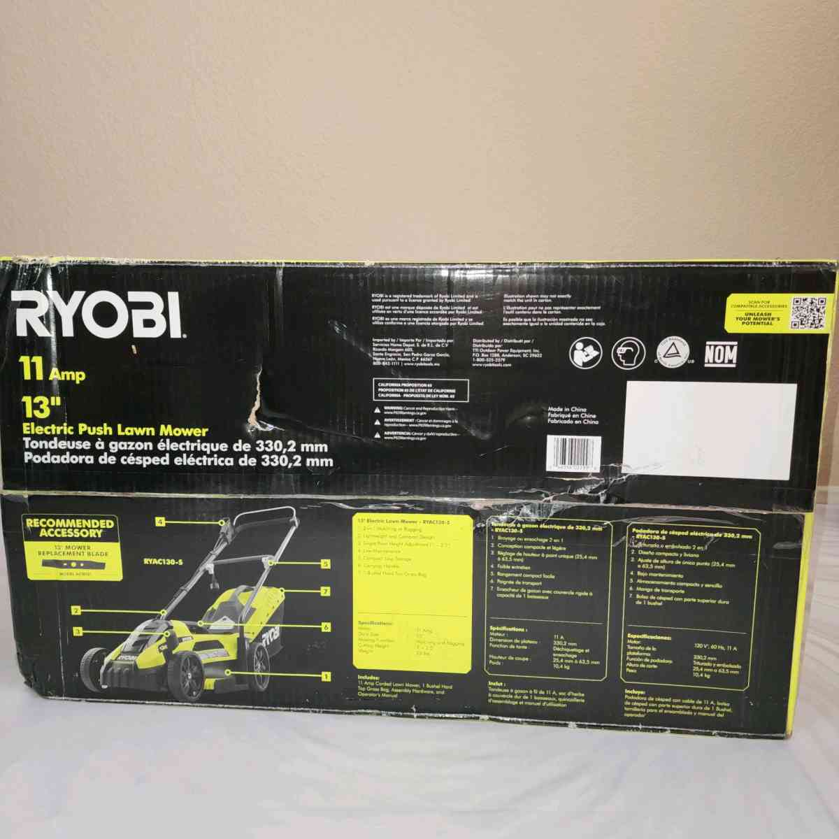 RYOBI 13 IN 11 AMP CORDER ELECTRIC WALK BEHIND PUSH LAWN - Las Vegas, Nevada - FleaMarketBay