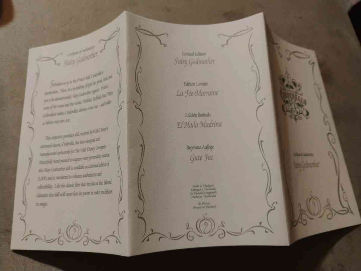 Disney Cinderella Fairy Godmother Porcelain Doll with wand - Texarkana, Arkansas - FleaMarketBay