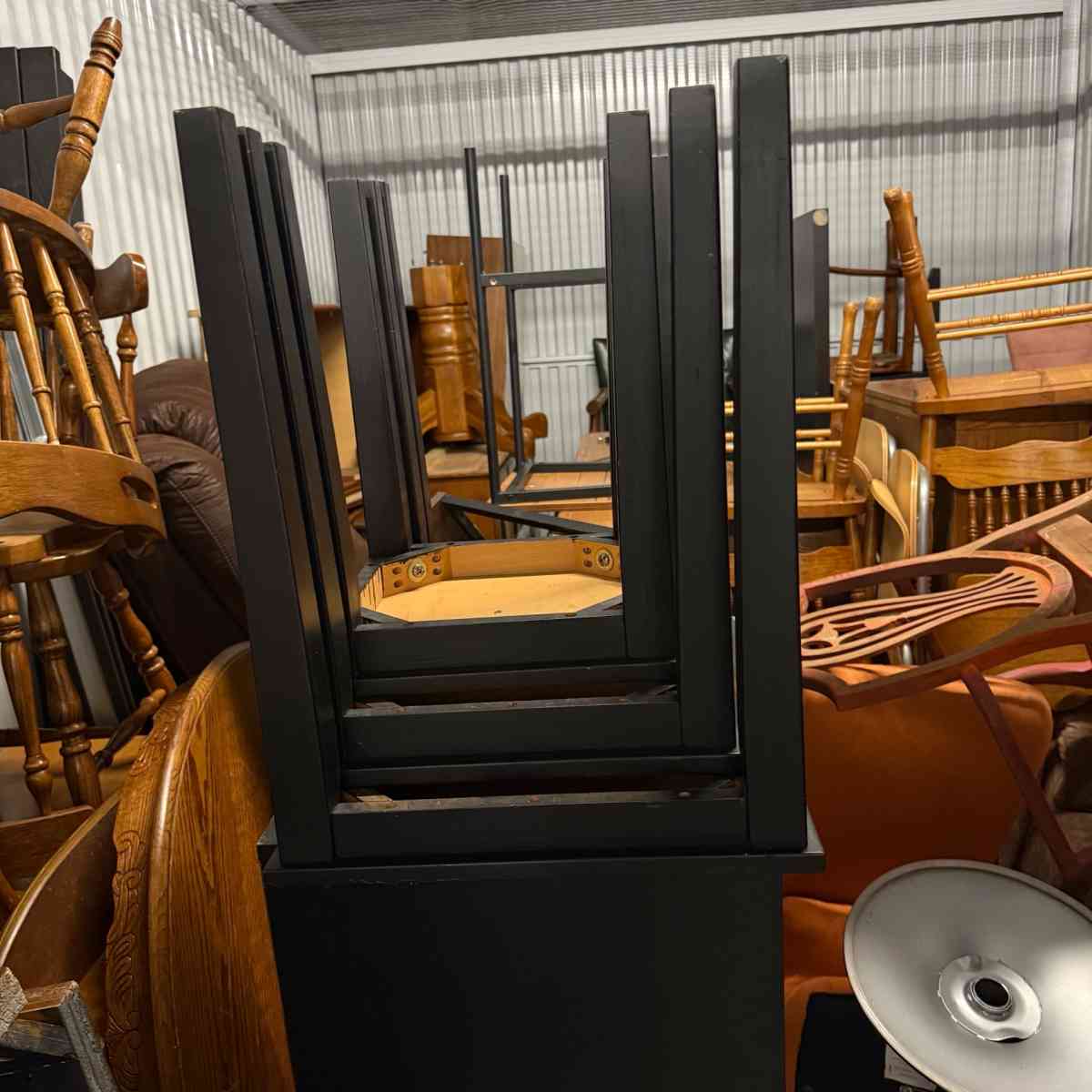 3 black tables slide under the other for easy storing used - Anoka, Minnesota - FleaMarketBay