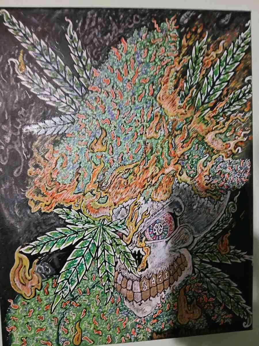acrylic hand painted cannabis painting - Olathe, Kansas