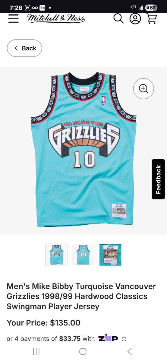 Mens Mike Bibby Turquoise Vancouver Grizzlies 1998 99 - Los Angeles, California - FleaMarketBay