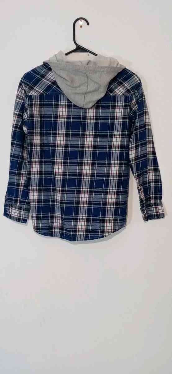 Youth Long Sleeve Button Down Shirt Hooded - Dane, Wisconsin - FleaMarketBay