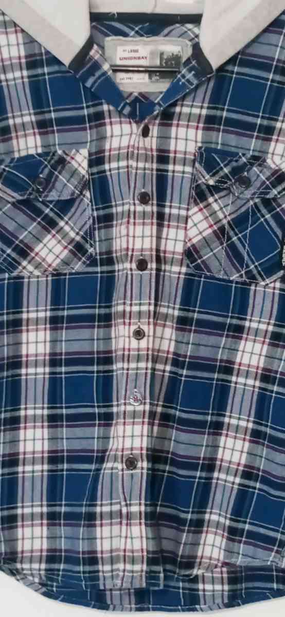 Youth Long Sleeve Button Down Shirt Hooded - Dane, Wisconsin - FleaMarketBay