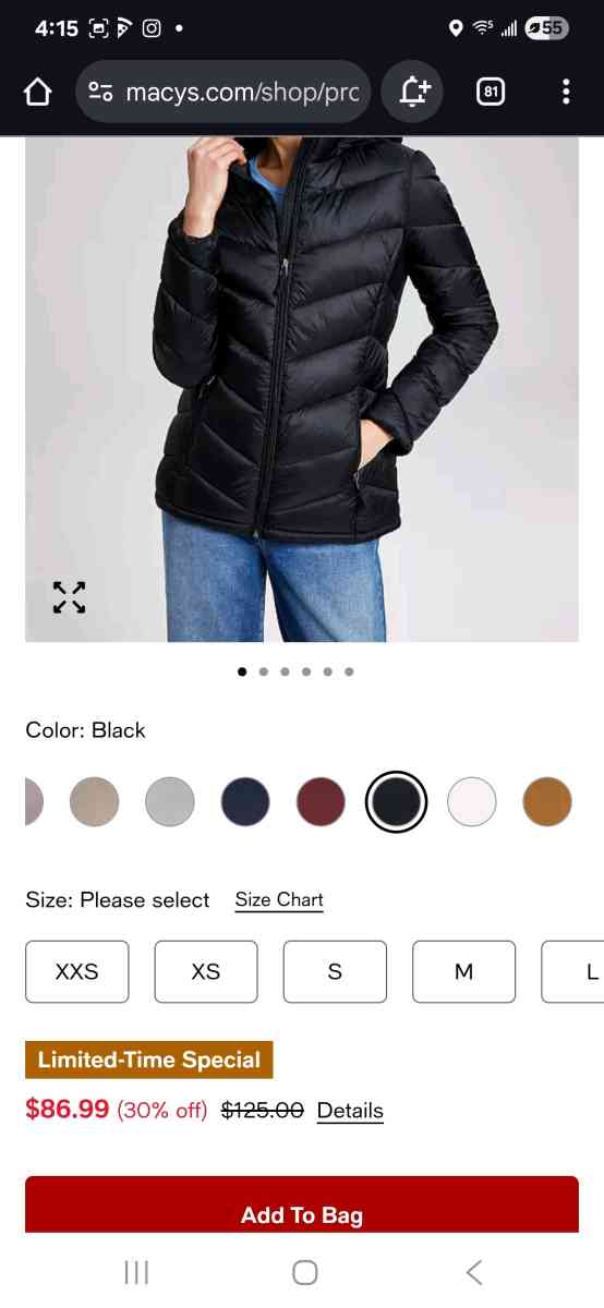 Charter Club Womens hooded puffer coat - Los Angeles, California - FleaMarketBay