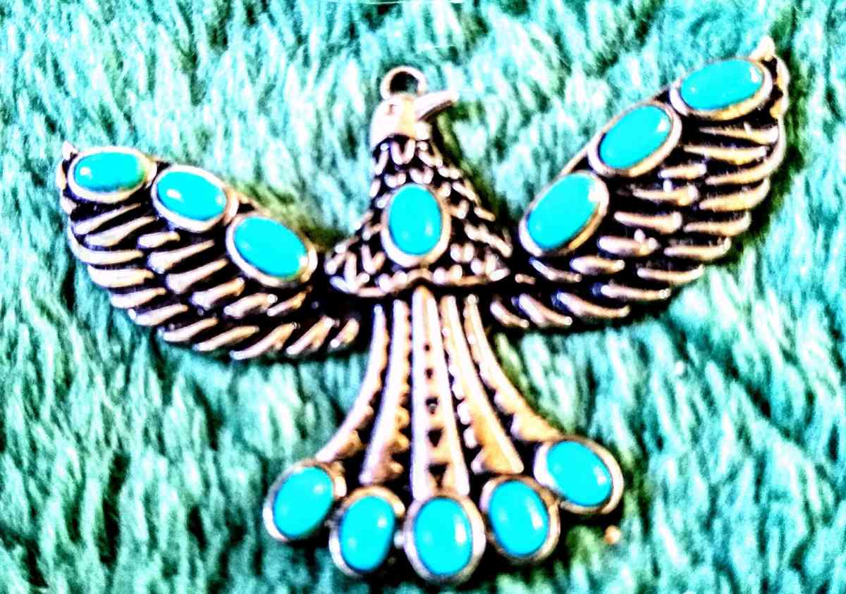 SILVER TURQUOISE NECKLACE WITH OUT CHAIN - Danville, New Hampshire - FleaMarketBay
