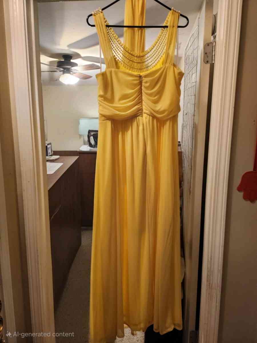 Fiesta Yellow Maxi Dress with Beaded Neckline - Olive Branch, Mississippi - FleaMarketBay