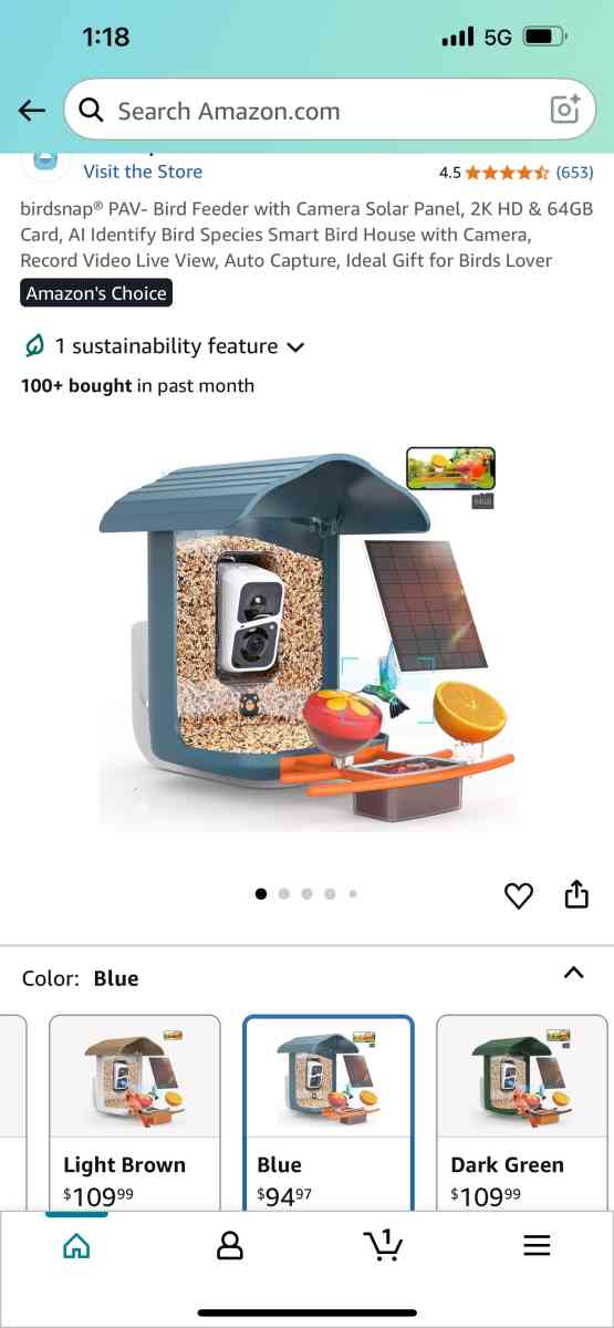 birdsnap PAV Bird Feeder with Camera Solar Panel 2K HD  64GB - San Bernardino, California - FleaMarketBay