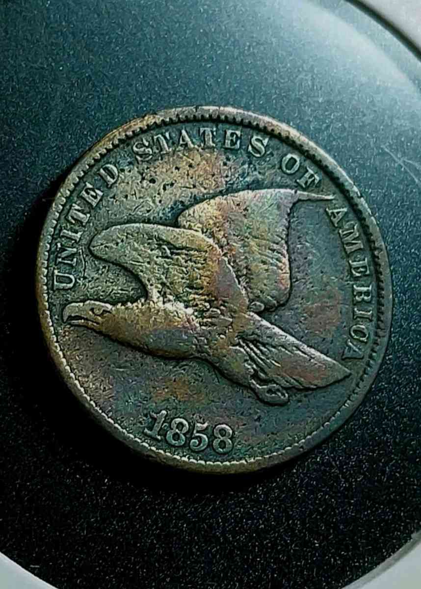 RARE Amazing Collor1858SL Small Letters Flying Eagle Cent Ex - Brooklyn, New York