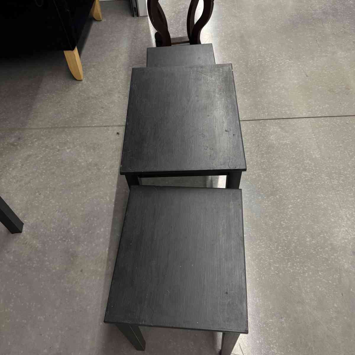3 black tables slide under the other for easy storing used - Anoka, Minnesota - FleaMarketBay