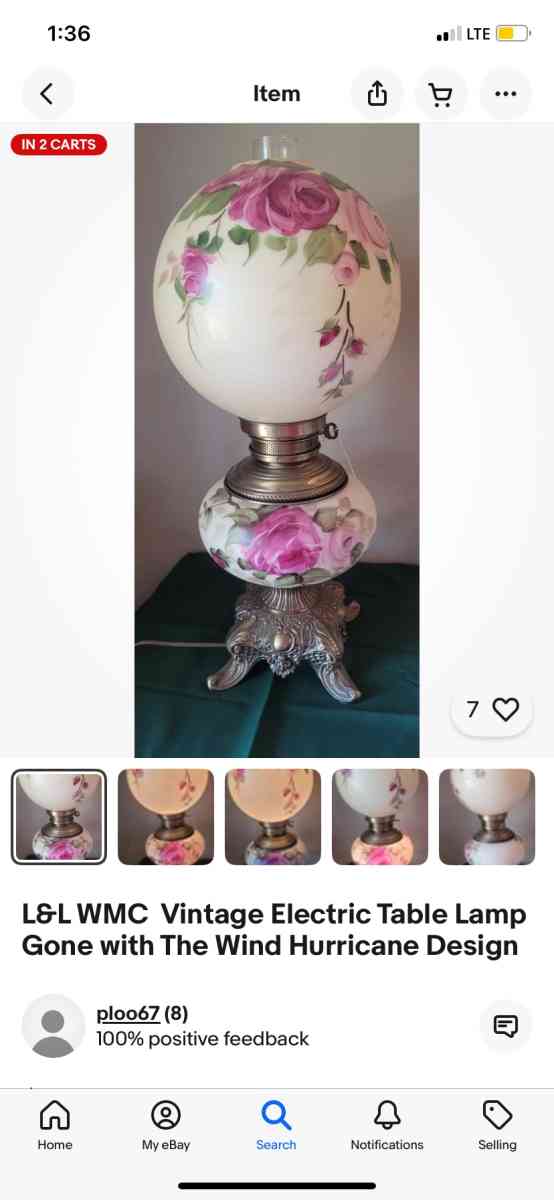 electrique antique Gone with the wind hurricane lamp - Marysville, California - FleaMarketBay