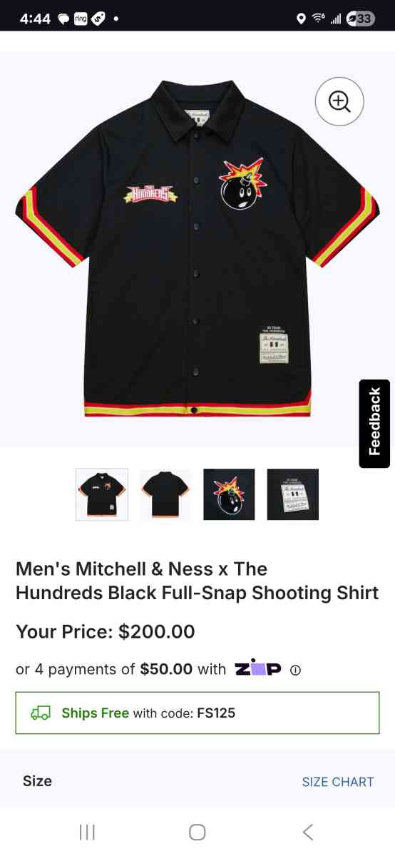 Mens Mitchell  Ness x The Hundreds Black FullSnap Shooting S - Los Angeles, California - FleaMarketBay