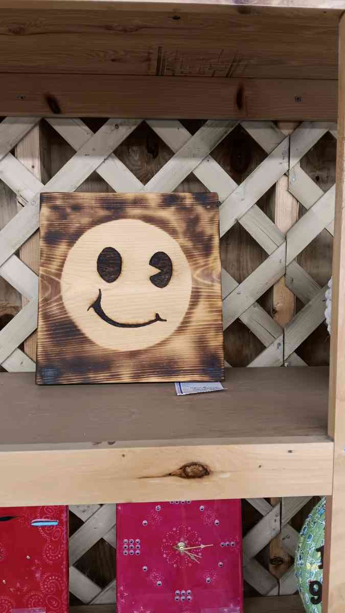 Smiley face Pyrography - Bucksport, Maine