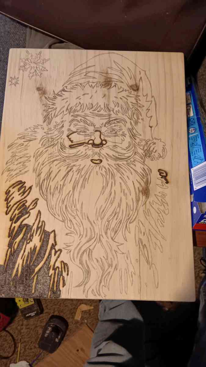 Santa Claus pyrography - Bucksport, Maine - FleaMarketBay