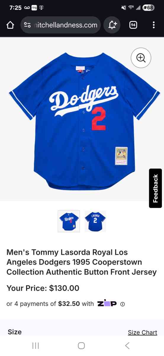 Mens Tommy Lasorda Royal Los Angeles Dodgers 1995 Cooperstow - Los Angeles, California - FleaMarketBay