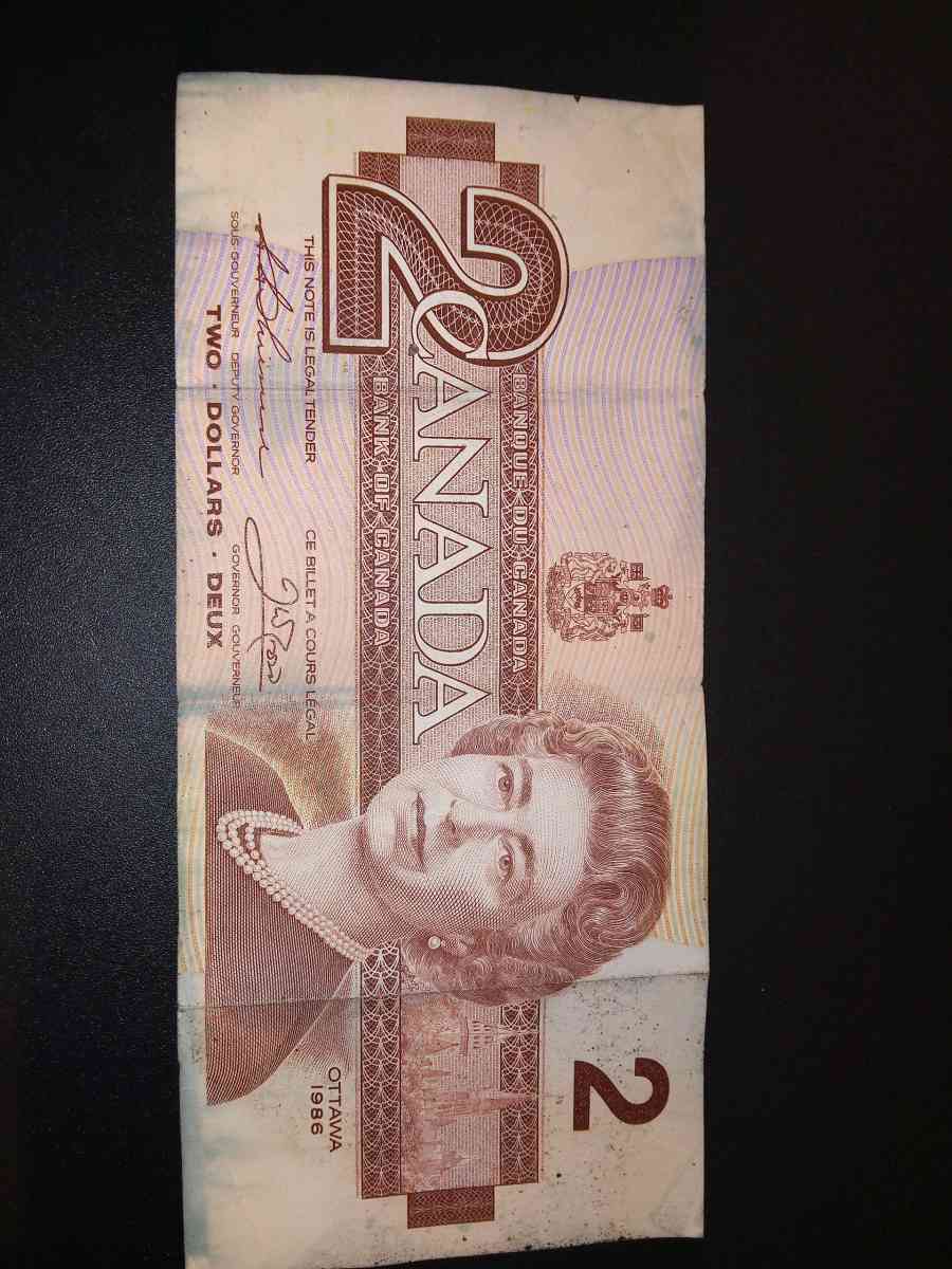 1986 Canadian 2 bank note - Long Barn, California