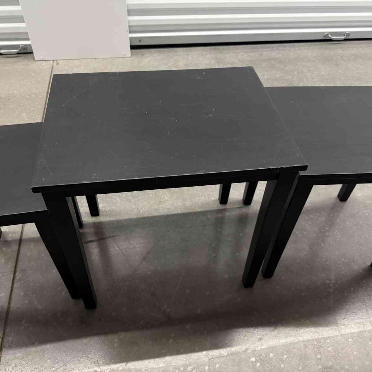 3 black tables slide under the other for easy storing used - Anoka, Minnesota - FleaMarketBay