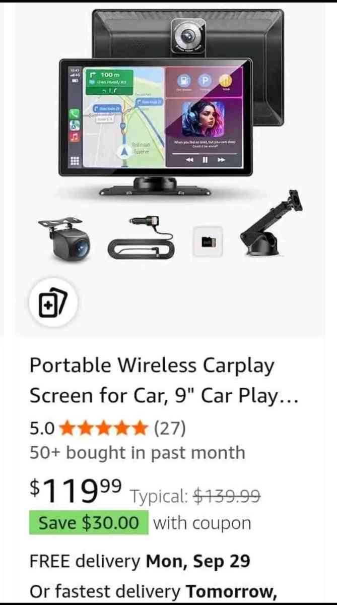 Portable Wireless Carplay Screen for Car 9 Car Play Touchscr - Lumber Bridge, North Carolina - FleaMarketBay