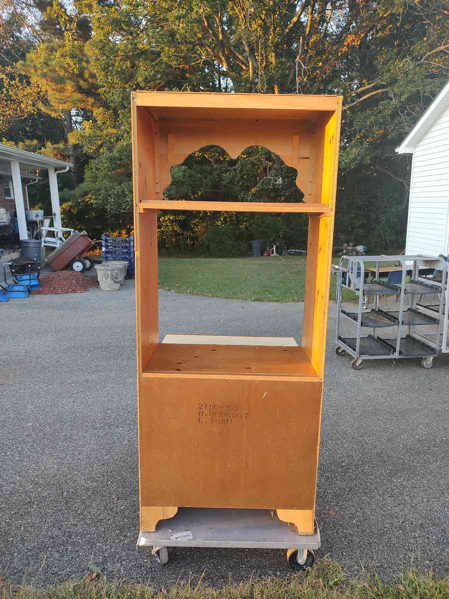 wooden entertainment center with three shelves - Glade Hill, Virginia - FleaMarketBay
