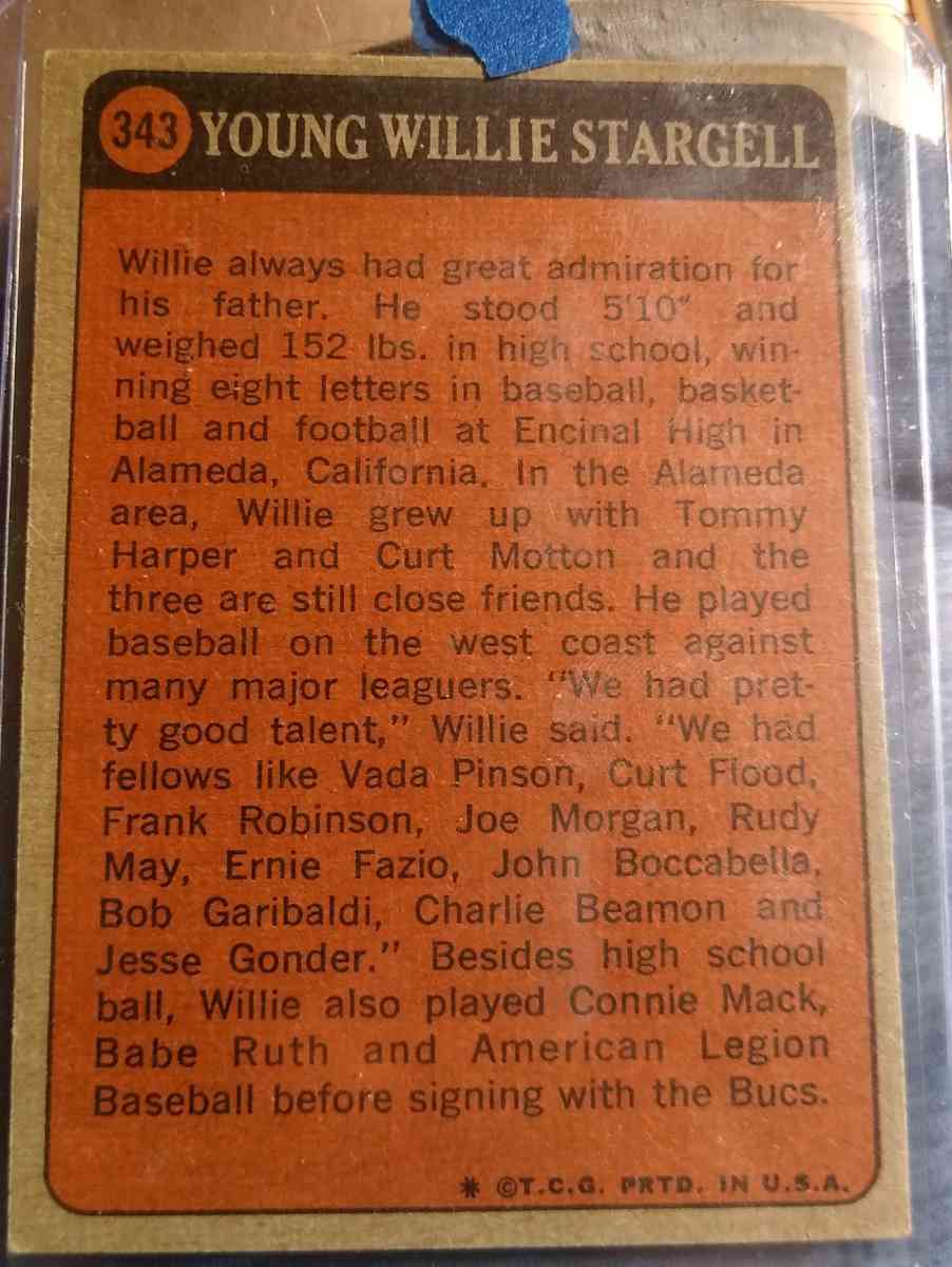 1956 YOUNG WILLIE STARGELL HIGH SCHOOL CARD - Danville, New Hampshire - FleaMarketBay