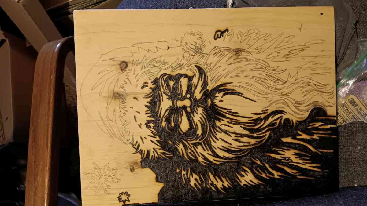 Santa Claus pyrography - Bucksport, Maine - FleaMarketBay