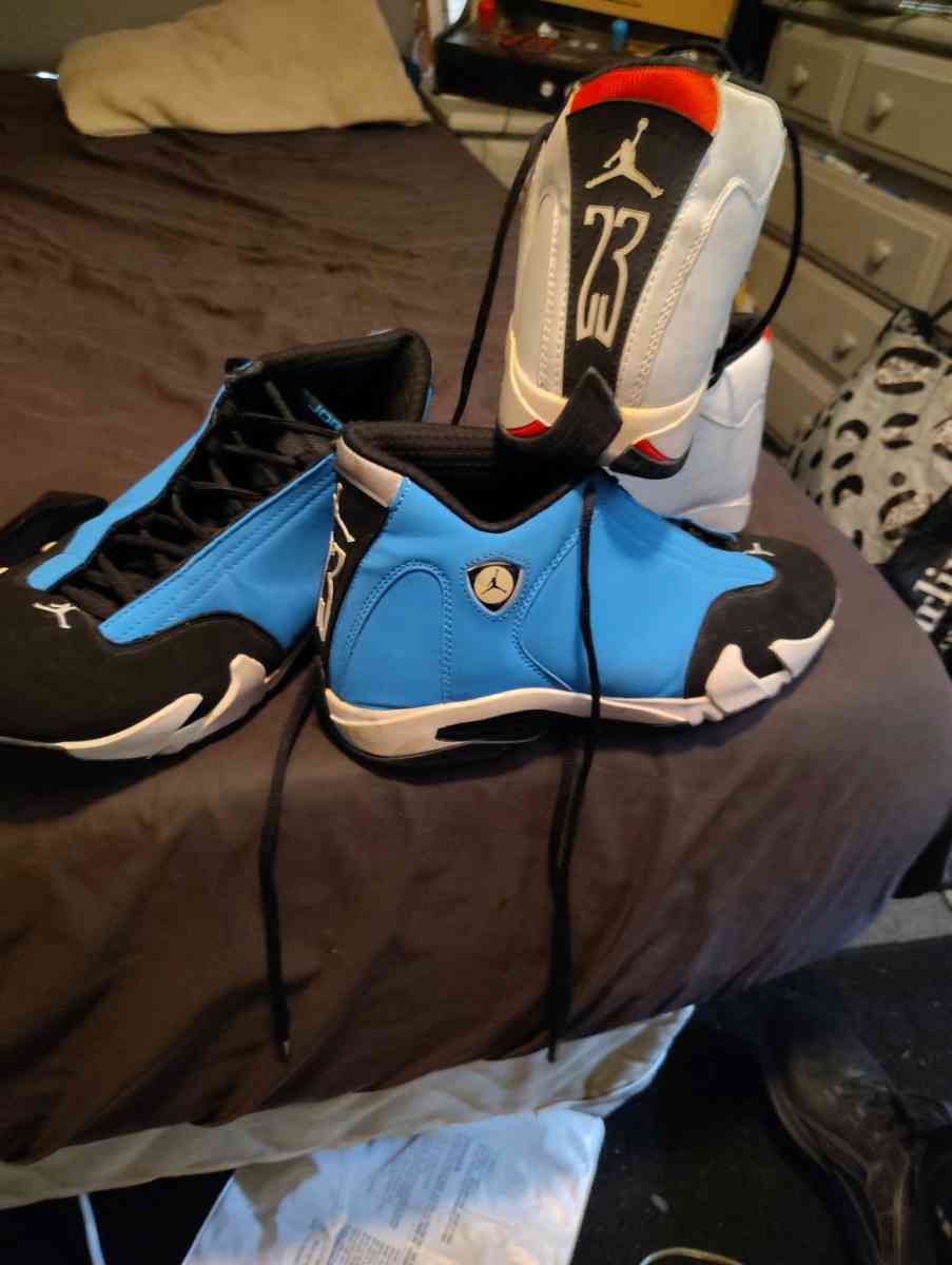 Jordan 14s size 11 3 different colors blue yellow white - San Antonio, Texas