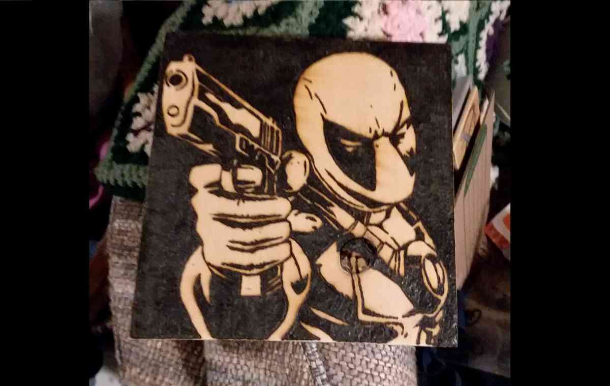 Deadpool pyrography wall decor - Bucksport, Maine