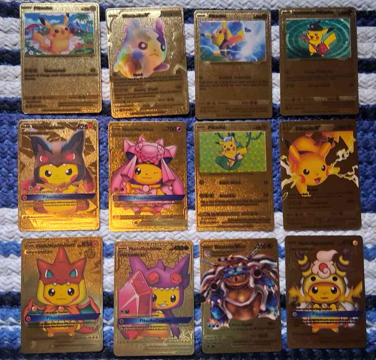 12 RANDOM PIKACHU GOLD FOIL PIKACHU POKMON CARDS - Elysburg, Pennsylvania - FleaMarketBay
