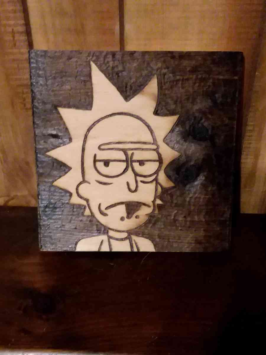 Rick Morty decor pyrography - Bucksport, Maine
