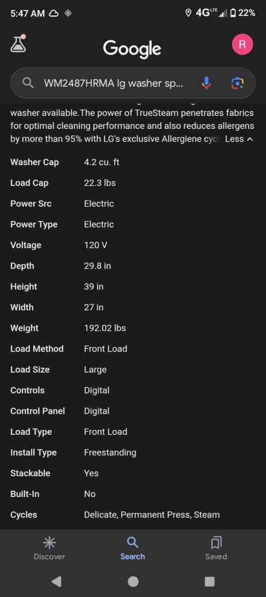LG STACKABLE WASHER DRYER - Lacassine, Louisiana - FleaMarketBay