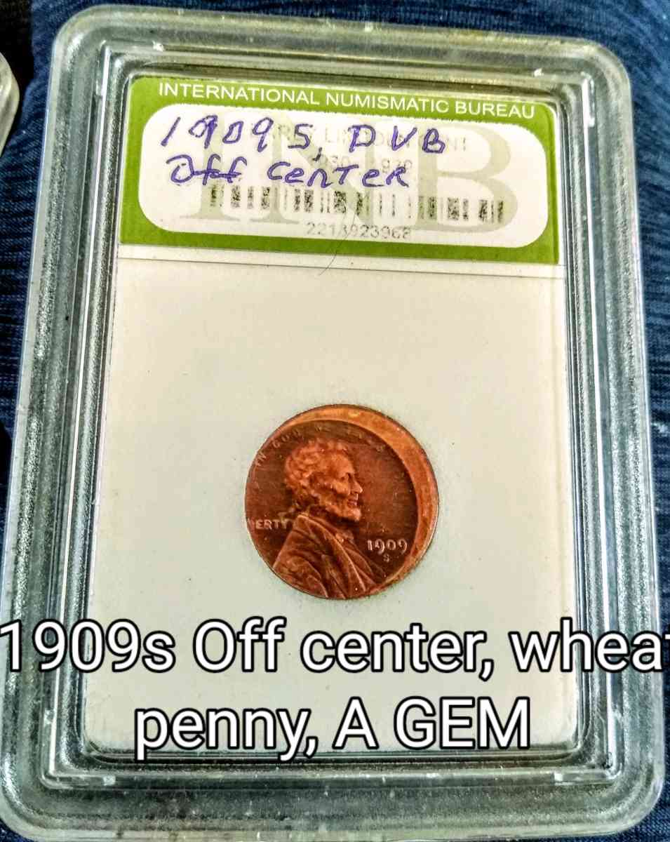 1909S Wheat DVB OFF CENTER - Danville, New Hampshire - FleaMarketBay