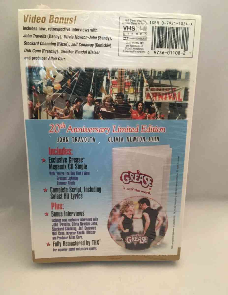Grease VHS 1998 20th Anniversary Edition SEALED See descript - Piscataway, New Jersey - FleaMarketBay