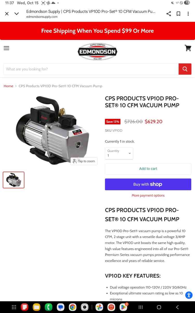 8 and 10 inch CFM dual vacuum pumps 2 stage dual vacuum - San Francisco, California - FleaMarketBay