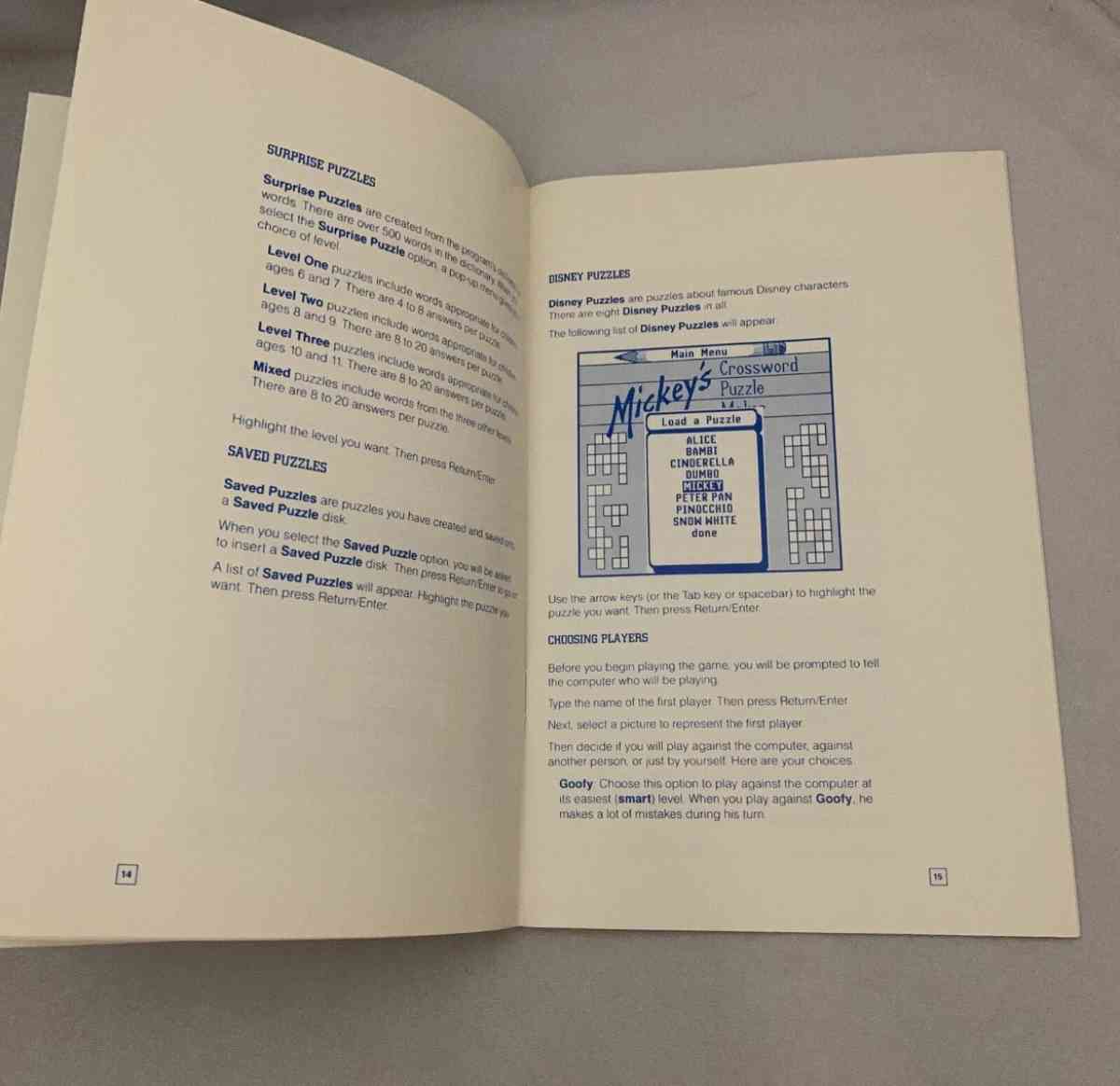 Disney Software Mickeys Crossword Puzzle Maker  User Guide U - Piscataway, New Jersey - FleaMarketBay