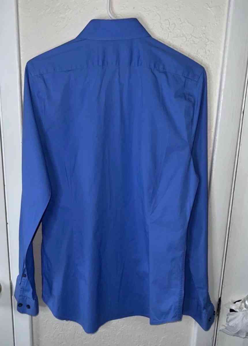 Express 1 MX  Mens Blue Long Sleeve Button Up Extra Slim Fit - Garden Grove, California - FleaMarketBay