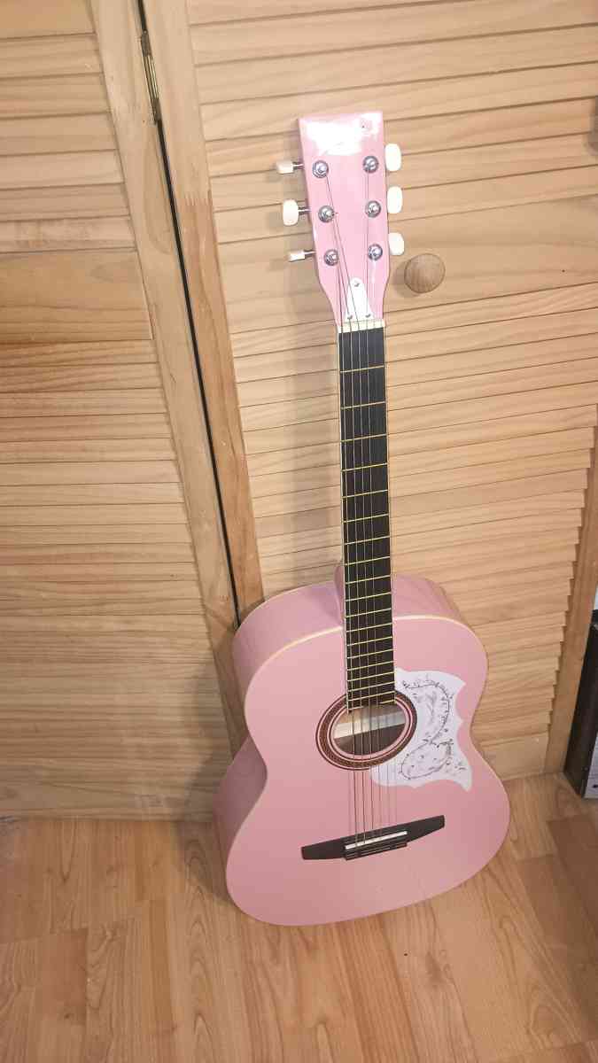 Pink Guitar with Case and Tools