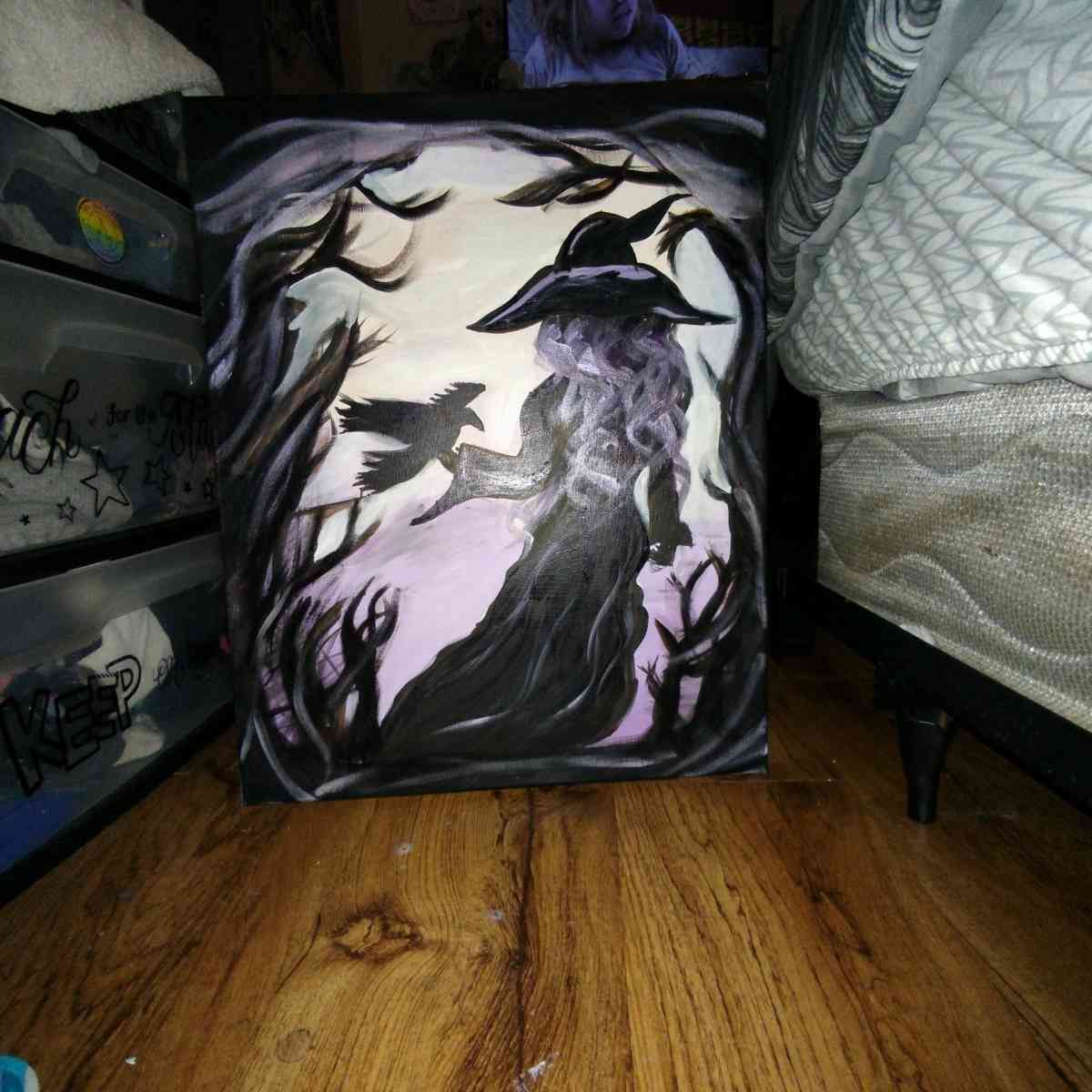 handmade purple witch painting - Knoxville, Tennessee - FleaMarketBay