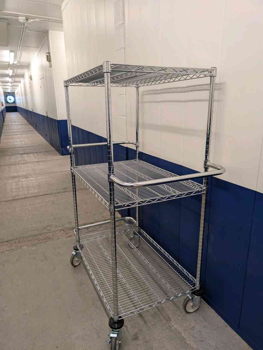 Industrial Chrome 3 Tier Utility Cart - Albuquerque, New Mexico - FleaMarketBay