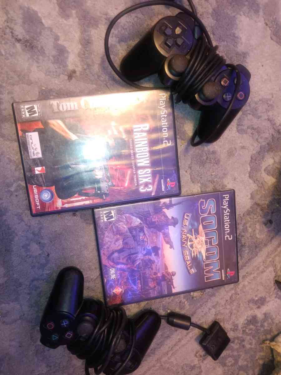 PlayStation 2 controllers and 2 PS2 games