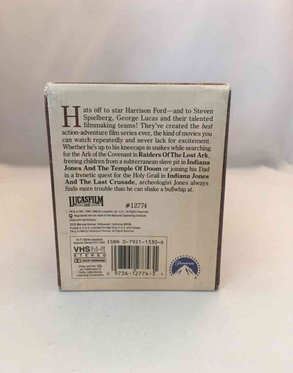 Indiana Jones VHS 3Tape BOX Set used good condition see belo - Piscataway, New Jersey - FleaMarketBay