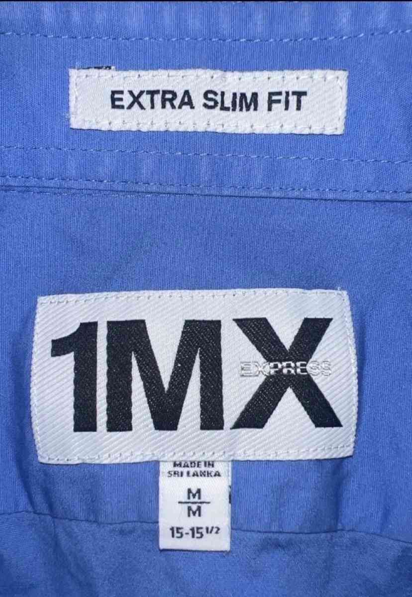Express 1 MX  Mens Blue Long Sleeve Button Up Extra Slim Fit - Garden Grove, California - FleaMarketBay