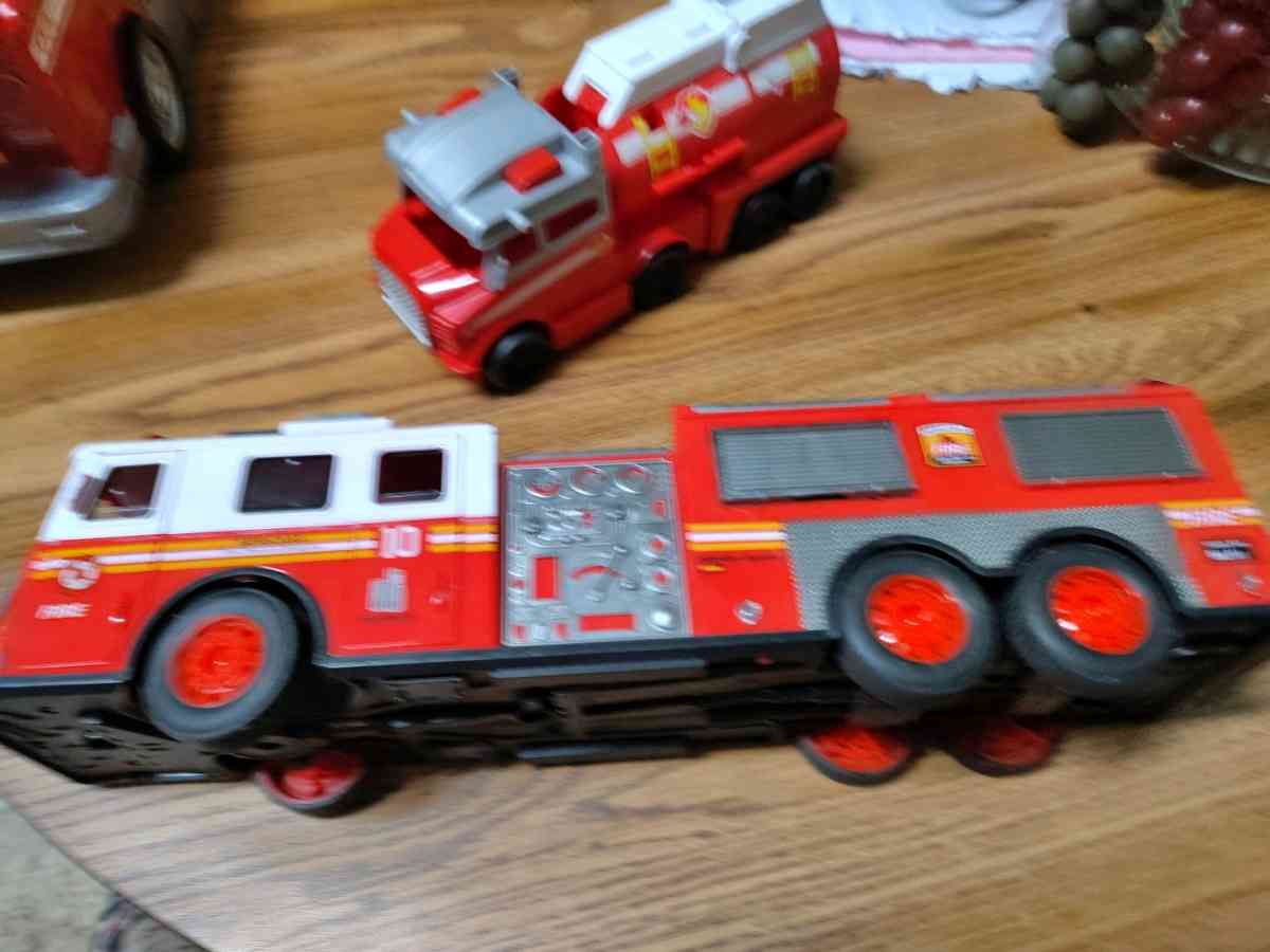 set of 3 fire engines 3 separate fire trucks movable parts n