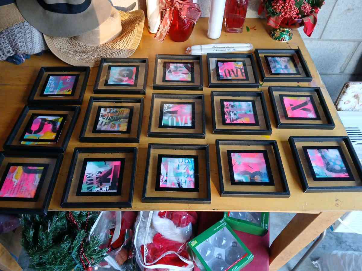 15 6x6 framed original art work by Fern