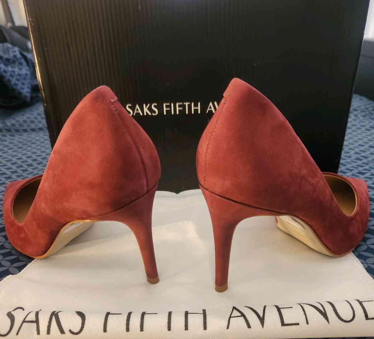Saks Fifth Avenue red suede pumps - North Richland Hills, Texas - FleaMarketBay