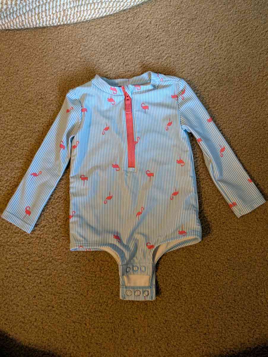 Baby swimwear bathing suit with flamingos