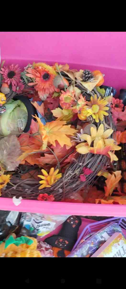 a whole tote full of Halloween and fall  items